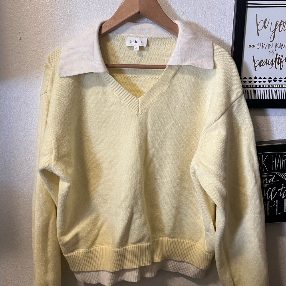 Bohme light Yellow V-Neck Sweater